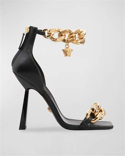 medusa sandals versace|Versace Medusa chain leather sandals.